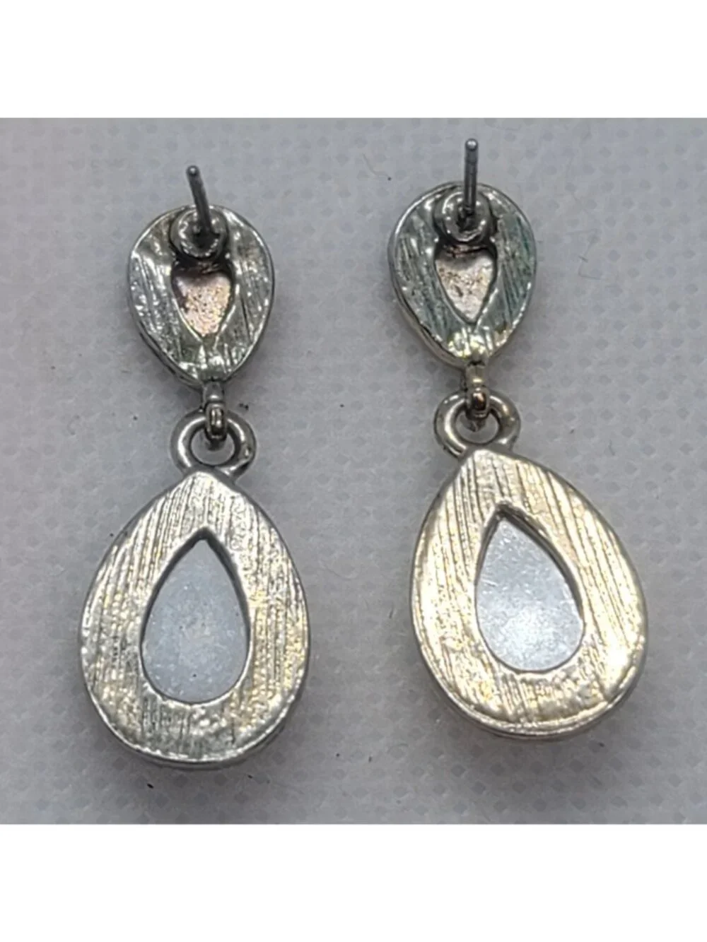 Faceted Amber-Colored Teardrop Silver-tone Dangle Earrings Vintage Look